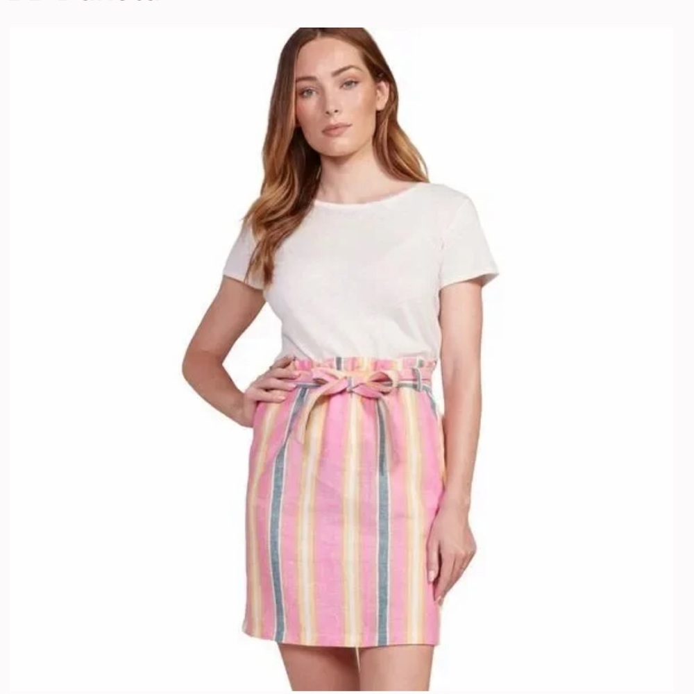 BB Dakota Vayda Tie Front Linen Blend Skirt Size Large NWT